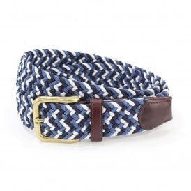 Wakerley Navy, Blue & White Elastic Webbed Belt