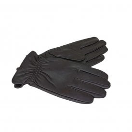 Waterloo Brown Plain Leather Gloves with Elasticated Wrist