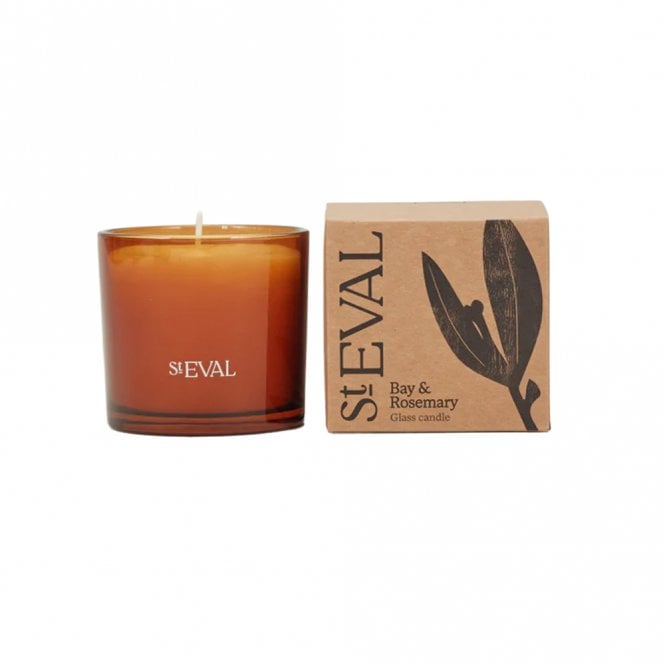 St. Eval Bay & Rosemary Scented Amber Glass Candle