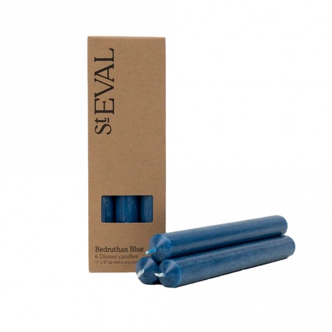 St. Eval Bedruthan Blue Unscented Dinner Candle Pack
