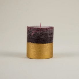 Figgy Pudding Gold Half-Dipped Pillar Candle