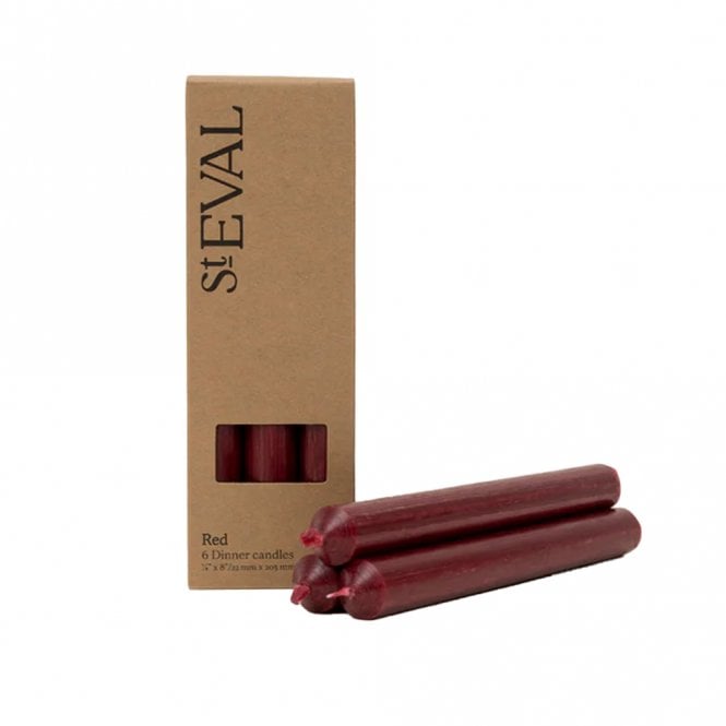 St. Eval Red Unscented Dinner Candle Pack