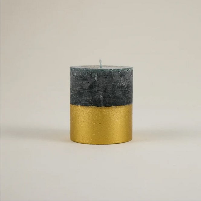 St. Eval Winter Thyme Gold Half-Dipped Pillar Candle