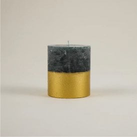 Winter Thyme Gold Half-Dipped Pillar Candle
