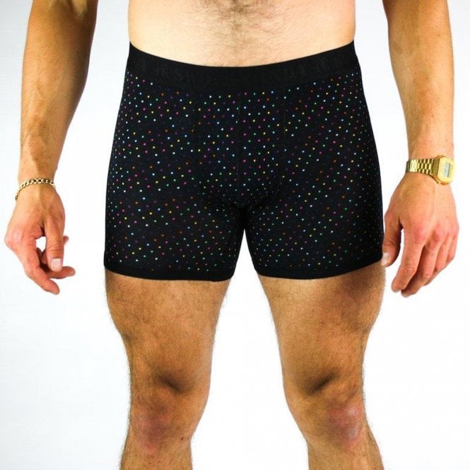 Swole Panda Black Bamboo Boxers with Multi-Coloured Dots
