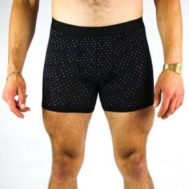 Black Bamboo Boxers with Multi-Coloured Dots