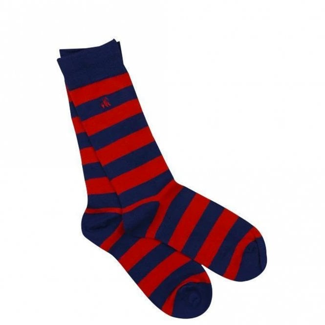 Swole Panda Men's Classic Red Striped Bamboo Socks