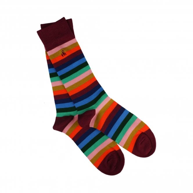 Swole Panda Men's Multi Fine Striped XL Bamboo Socks