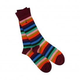 Men's Multi Fine Striped XL Bamboo Socks