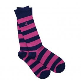 Men's Rich Pink Striped Bamboo Socks
