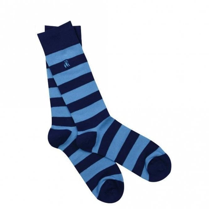 Swole Panda Men's Sky Blue Striped Bamboo Socks