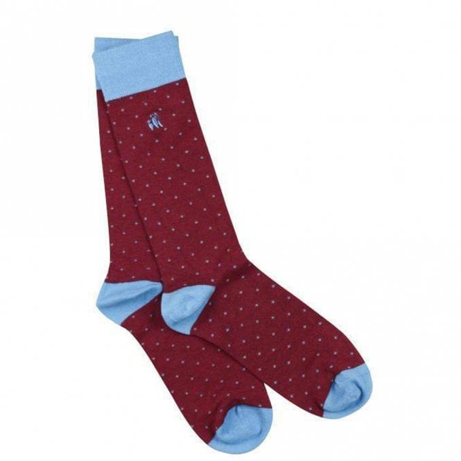 Swole Panda Men's Spotted Burgundy Bamboo Socks