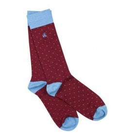 Men's Spotted Burgundy Bamboo Socks