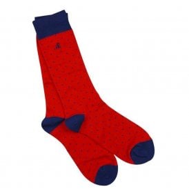 Men's Spotted Red Bamboo Socks
