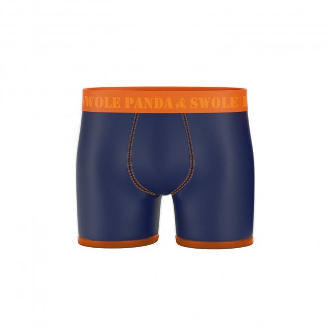 Swole Panda Navy Bamboo Boxers with Orange Band