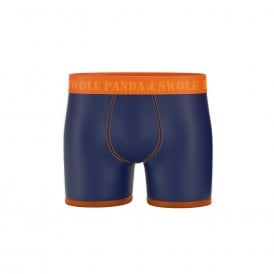 Navy Bamboo Boxers with Orange Band