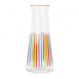 Bright Striped Multi-Coloured Glass Carafe