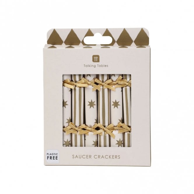Talking Tables Gold Christmas Saucer Crackers Pack of 8