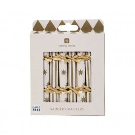 Gold Christmas Saucer Crackers Pack of 8