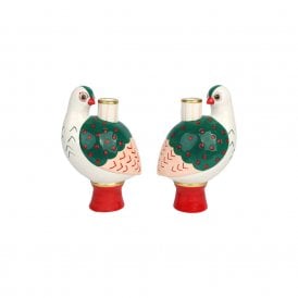 Hand-Painted Bird Ceramic Candle Holder