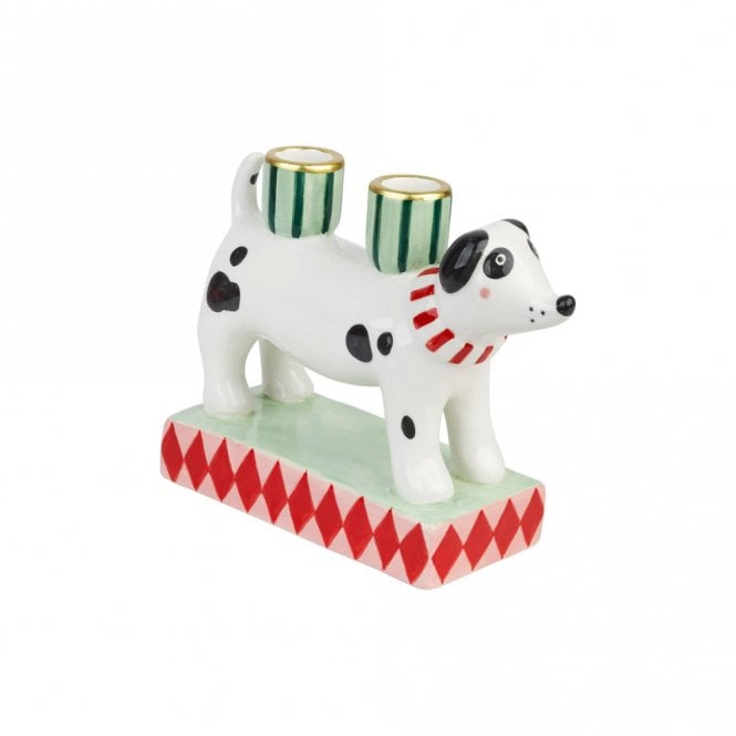 Talking Tables Hand-Painted Dog Ceramic Candle Holder