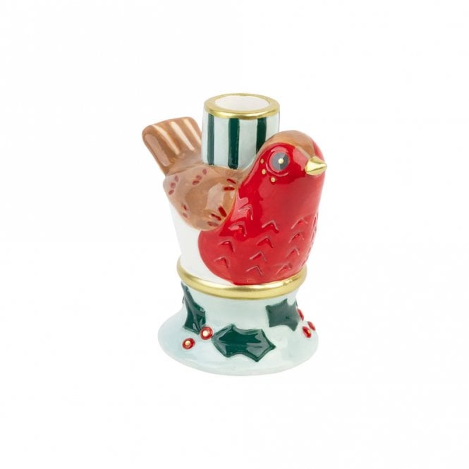 Talking Tables Hand Painted Robin Ceramic Candle Holder
