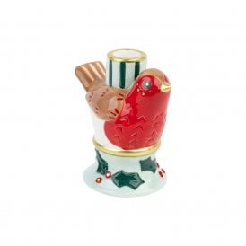 Hand Painted Robin Ceramic Candle Holder