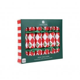 Holly Red & White Harlequin Mini Christmas Crackers Pack of 6