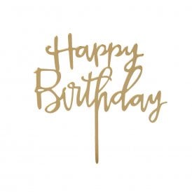 Luxe Gold Happy Birthday Cake Topper