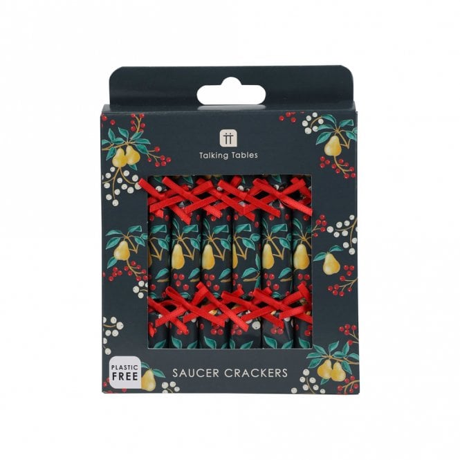 Talking Tables Partridge & Pear Christmas Saucer Crackers Pack of 8