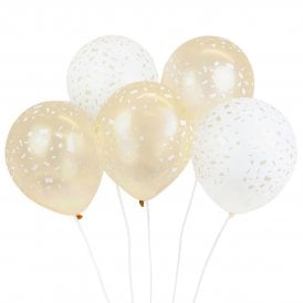 White & Gold Confetti Balloons