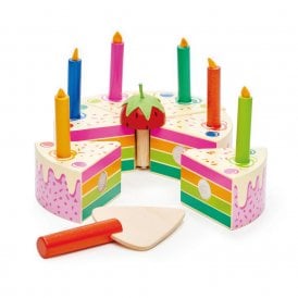 Rainbow Wooden Birthday Cake