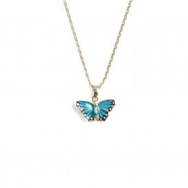 Blue Butterfly Pendant Necklace