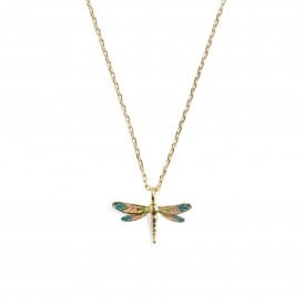Enamel Dragonfly Pendant Necklace