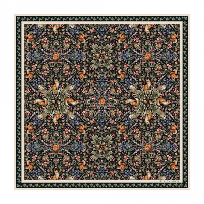 The Bill Skinner Studio Forest Friend Print Scarf Navy