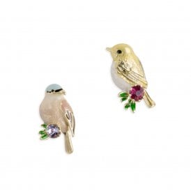 Goldcrest & Coal Tit Duet - Mismatched Earstuds