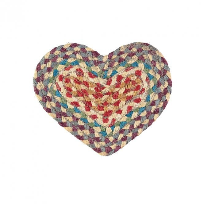 The Braided Rug Company Carnival Heart Jute Braided Coaster