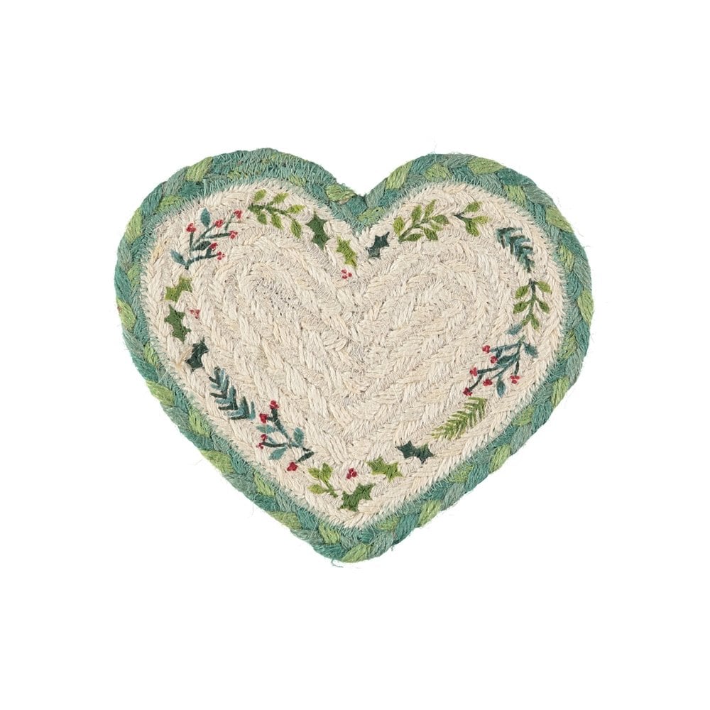Braided Rug Company Christmas Heart Braided Coaster | Cotswold Trading