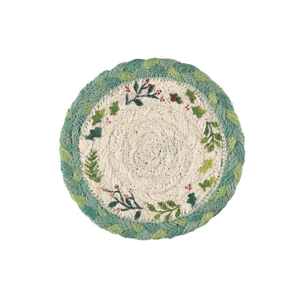 Braided Rug Christmas Round Jute Braided Coasters Set of 6 | Cotswold ...