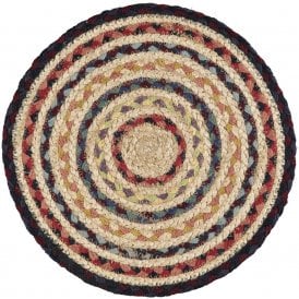 Fairisle Round Jute Braided Large Placemats Set of 6