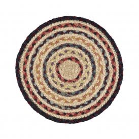 Fairisle Round Jute Braided Medium Placemats Set of 6
