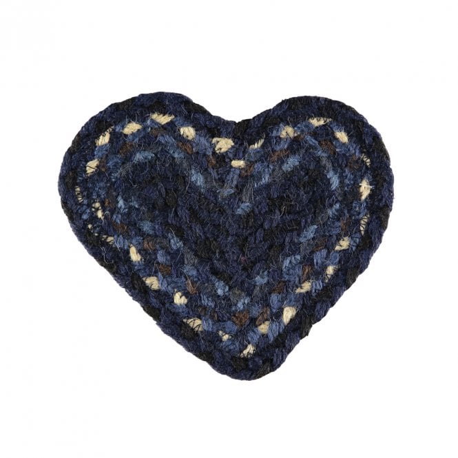 The Braided Rug Company Indigo Heart Jute Braided Coaster