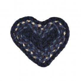 Indigo Heart Jute Braided Coaster