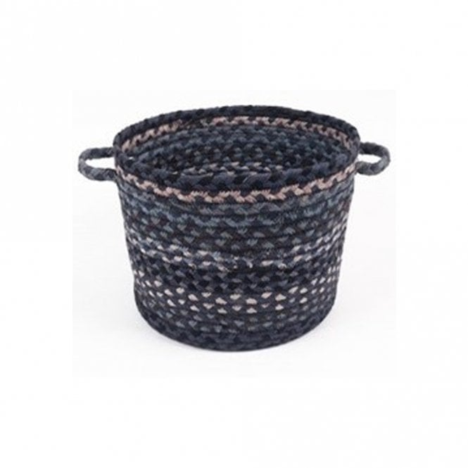 The Braided Rug Company Indigo Jute Braided Small Basket