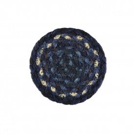 Indigo Round Jute Braided Coasters Set of 6
