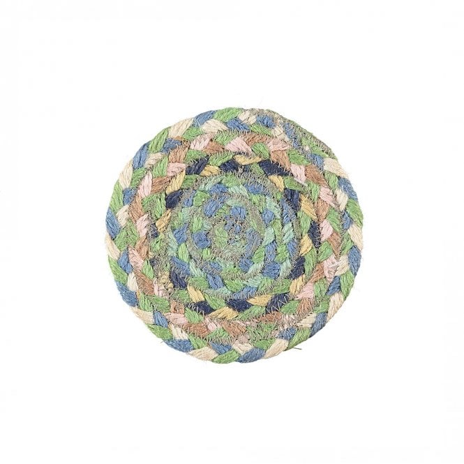 The Braided Rug Company Mint Round Jute Braided Coasters Set of 6