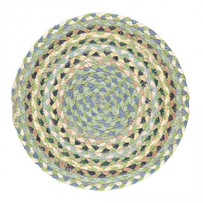 The Braided Rug Company Mint Round Jute Braided Large Placemats Set of 6