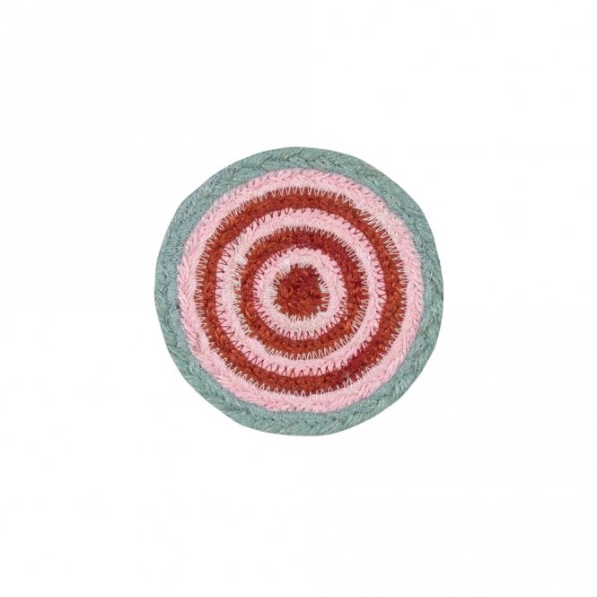 The Braided Rug Company Strawberry Tulip Jute Braided Coasters Set of 6