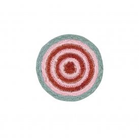 Strawberry Tulip Jute Braided Coasters Set of 6