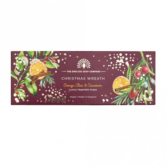 The English Soap Company Christmas Tidings Christmas Wreath Triple Soap Gift Box
